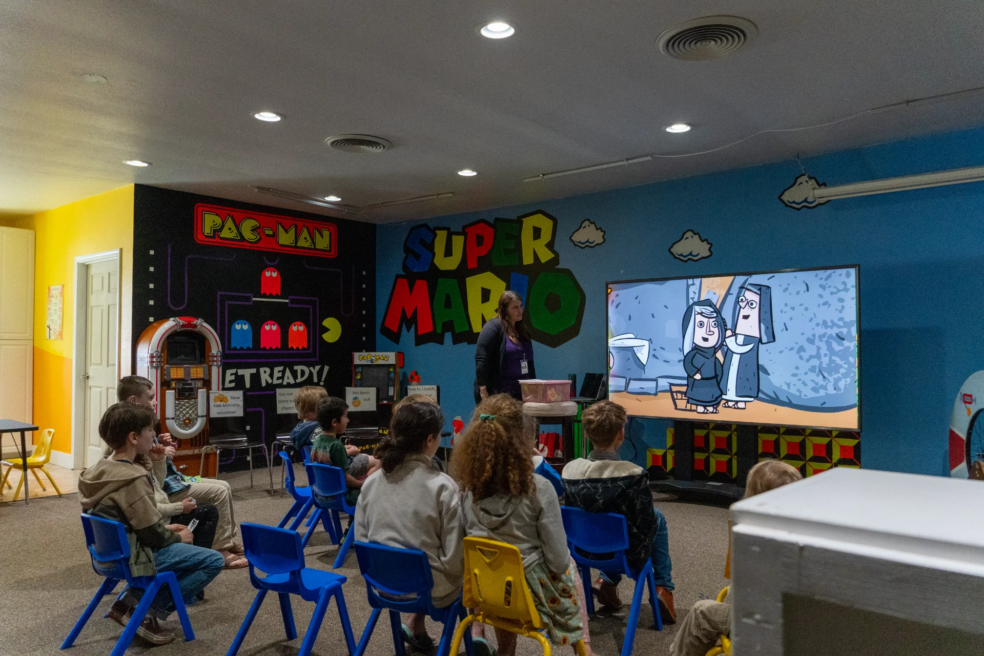 Upper elementary kids gathered in the classroom